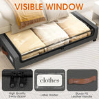 Under Bed Storage with Wheels 2Pack Storage Containers with Clear Window&Label Under Bed Drawers Rolling Under Bed Storage fo