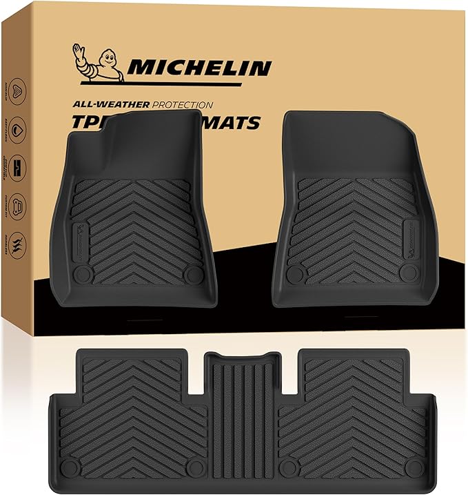 Michelin Premier Series Floor Mats for 2017-2023 Tesla Model 3, 3PCS, All-Weather Floor Liner, Custom Fit, Durable TPE, Non-Slip,Not Fit 2024+ Model 3 Highland
