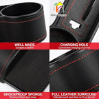 2 Set Car Seat Gap Organizer, Car Gap Filler Storage Boxes, PU Leather Front Seat Console Side Pocket Bags with Cup Holder 4 Hooks, Automotive Storage Box for Phone, Drinks, Cards, Sunglasses, Black