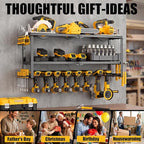 MOOMSINE Power Tool Organizer Wall Mount, Heavy Duty Metal Tool Storage Rack Loads 320lbs, 8 Cordless Drill Holder 3 Layer fo