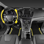 CAR PASS Leather Steering Wheel Cover and Waterproof Car Floor Mats,Microfiber Universal Car Combo Fit for 95% Sedan SUV Van 