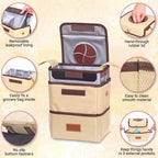 Creathing Car Trash Can [Touring Edition] - Removable Liner - 100% Leakproof, Odor Control Lid, Hanging Garbage Bin for SUV, Truck, Car (2 Gal, Beige)