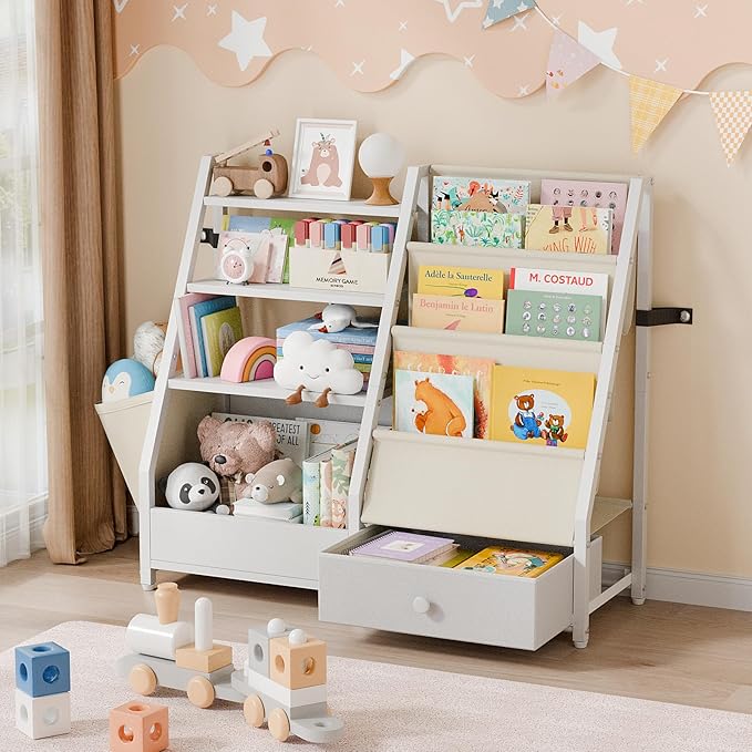 HAVLOTII Kids Bookshelf and Toy Storage - Book Shelf for Kids Rooms, Toddler Bookshelf Baby Bookcase for Nursery, Montessori 
