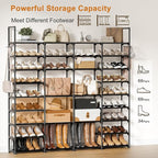 WOWLIVE 4 Row 9 Tiers Extra Large Shoe Rack 68-72 Pairs Big Tall Metal Shoe Shelf, Heavy Duty Organizer for Closet Entryway, 