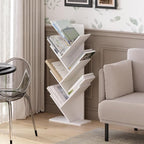 Furinno Tree Book Shelf, 7-Tier Bookshelf with Angled Open Shelf, Tree Bookcase for Room Decor, 8.4 x 15.7 x 39.4, for Organi