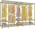 VIPEK V50 Gold Closet Rack, Extra Large Elegant Heavy-Duty Freestanding Wardrobe with Adjustable Shelves for Bedroom, Dressin