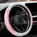 YOGURTCK Cute Diamond Soft Leather Steering Wheel Cover with Bling Bling Crystal Rhinestones, Universal 15 Inch for Women Gir