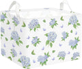 FYSUIMU Blue Floral Nursery Basket Spring Hydrangea Flower Collapsible Storage Box Waterproof Canvas Storage Bin with Handle 