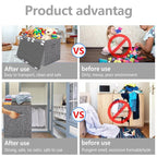 VERONLY Collapsible Toy Storage Bin with Lid, 82L Large Capacity - Gray Neutral Space-Saving Organizer for Playroom, Bedroom 