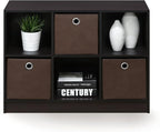 Furinno BASIC Book Shelf, 6-Cube Bookshelf with Open Shelf, 3 x 2 Bookcase with Storage Bins, Closed Back, Horizontal, 11.9 x