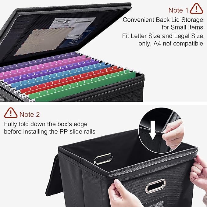 8 Pack File Organizer Boxes with Lids, Collapsible Document Storage Bin with Mesh Pockets & Zipper, Fits Letter/Legal Size Fo