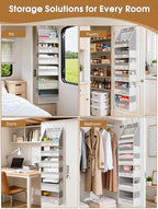Criusia 2 Pack Over The Door Organizer, Heavy-Duty 6-Shelf Hanging Storage with 13 Mesh Pockets, 55lbs Capacity Behind The Do