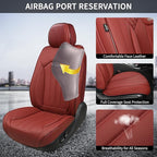 Red Car Seat Covers Full Set, Universal Leather Seat Cover for Cars 5 Seats, Waterproof and Breathable Automotive Seat Cover 