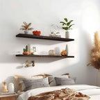PHPH 48 Inch Wood Floating Shelves for Wall, Wooden Wall Shelves for Bedroom, Set of 4 Brown