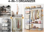 Wardrobe Closet,Portable Clothes Rack with 4 Tiers Shelves,Freestanding Closet Organizers and Storage System with Hanging Rod