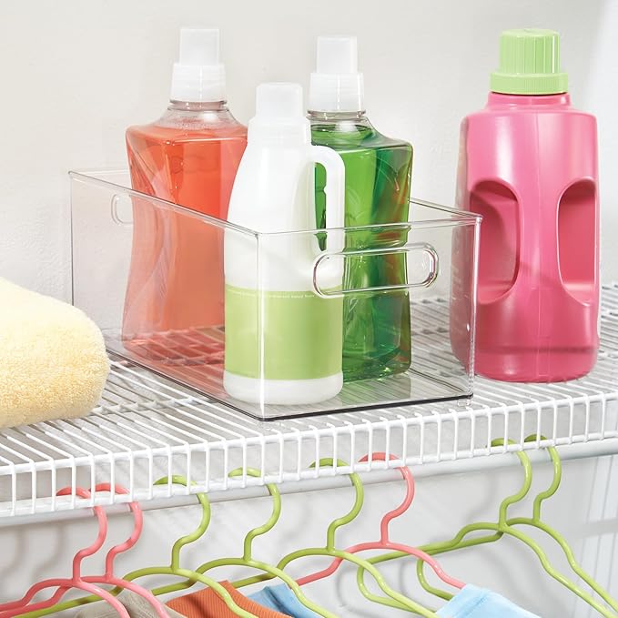 iDesign Kitchen Binz BPA-Free Plastic Deep Stackable Organizer with Handles - 8" x 6" x 14.5", Clear