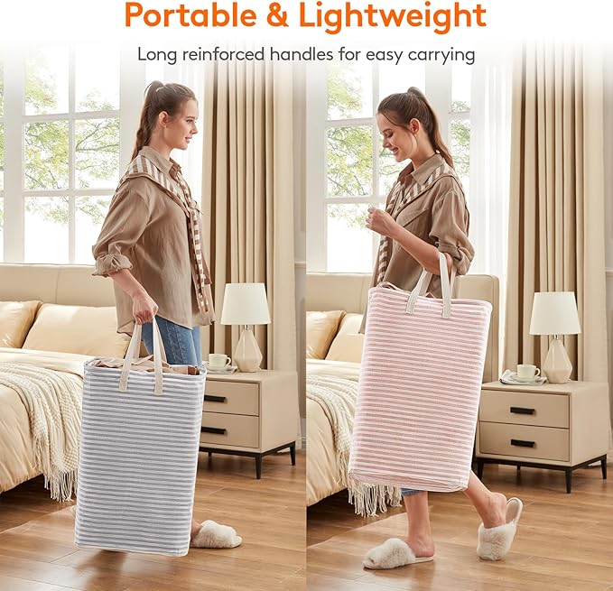 Lifewit 2 Pack Laundry Basket 80L Each, Collapsible Clothes Hamper with Reinforced Handles, Freestanding Waterproof Design fo