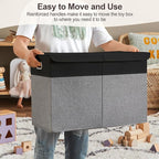 Large Toy Storage Box with Lid, Collapsible Toys Storage Organizer Bins with Dividers and Handles, Storage Chest Bin for Kids