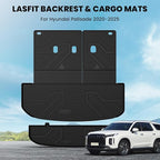 LASFIT Cargo Trunk Mat & Backrest Mats for Hyundai Palisade 2025 2024 2023 2022 2021 2020 All Weather TPE Custom Fit Car Trunk Mats Cargo Liner & Seatback Mats Accessoires, Black