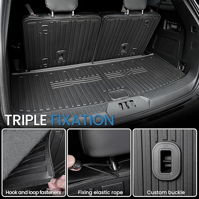 Floor Mats for 2020-2025 2026 Ford Explorer 6 Seats Captain Chairs Car Mat Accessories, All Weather TPE Cargo Mat Backrest Mat Active/ST Line/ST/Platinum(6 Seats Floor Mats+2-in-1 Cargo Mat)