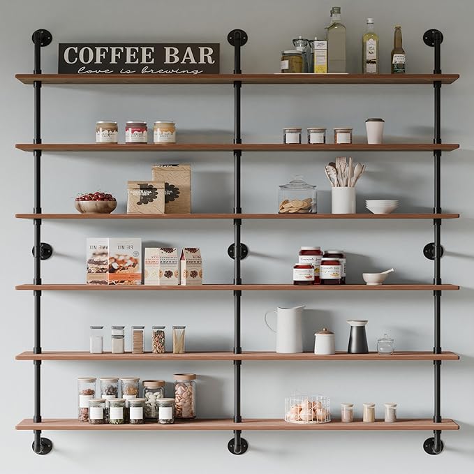 Floating Shelves for Wall Living Room Shelves Bookshelf Industrial Pipe Shelving Shelf Real Wood Planks 60 inch Rustic Wall S
