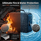 Fireproof Document Box (Soft-Shell) with Lock, 5200°F Fireproof & Water-Resistant File Organizer for Important Documents, Cer