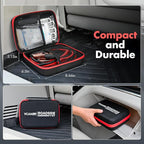 Car Emergency Safety Kit Bag with Jumper Cables, Tire Pressure Gauge, Auto Vehicle Safety Road Side Assistance Kits Essential