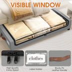 Under Bed Storage with Wheels 1Pack Underbed Storage with Clear Window&Label Under Bed Drawers Large Capacity Rolling Under B