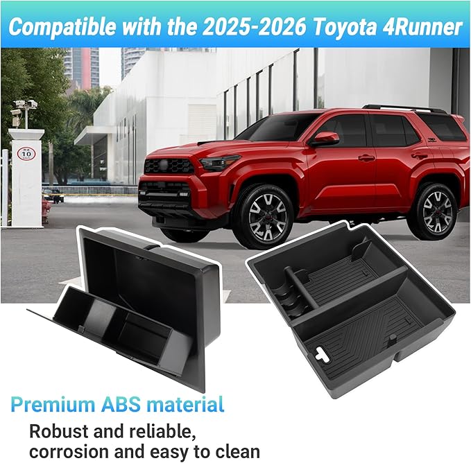 Center Console Organizer Compatible with 2025-2026 Toyota 4Runner (6th Gen) Interior Accessories, Armrest Organizer Tray Insert with Hidden Storage Box for Coin and Sunglasses