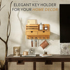 Rebee Vision Modern Farmhouse Key Holder Wall Mount with 2 Drawer Organizer - Mail Holder for Wall with 6 Key Hooks - Ideal f