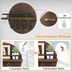 dreampossible Key Holder Wall Mount - 10.2 Inch Decorative Key Rack and Mail Organizer with 8 Key Hooks - Wooden Key Hanger w