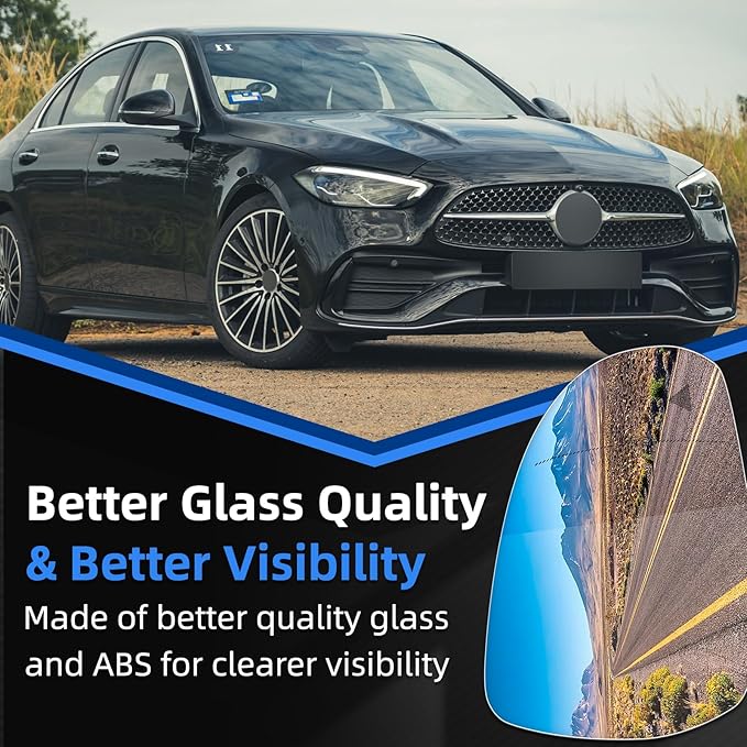 Passenger Side Mirror Replacement for Mercedes Benz W206 C260 C300 C43, W223 S Class, X254 GLB, V295 EQE, V297 EQS - Right Side Mirror Glass, Rear View Power Heated & Blind Spot Mirrors Glass