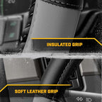 Cat® BigDrive Faux Gray/Black Leather Semi Truck Steering Wheel Cover, Fits RV and Big Rig Trucker, Steering Wheel Cover for Trucks 18 Wheeler - X-Large 17.5" - 18" Inches