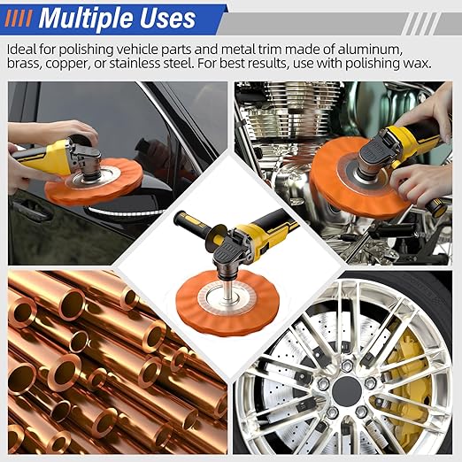BURMONG 8" Airway Buffing Wheels for 4.5" Angle Grinder, 9PCS Buffer Polisher Wheel for Car, Aluminum Metal Polishing Wheel Pad and Compound Kit for Mirror Finish (5/8" Arbor Hole)