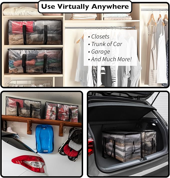 ClearSpace Oversized Moving Bags or Storage Bag – Large Moving Boxes with Backpack Straps, Zippers & Handles – Heavy-Duty Pac