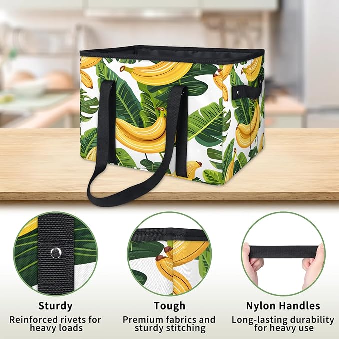 Reusable Grocery Bag, Foldable Large Shopping Tote Bag for Groceries Kitchen Picnic Car Trunk