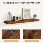 Fun Memories Floating Shelves for Wall, Rustic Wood Wall Mounted Shelves for Bathroom, Bedroom, Living Room and Kitchen, Stor