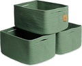 NaturalCozy Storage Baskets 16.8”x13”x7.6” Cotton Rope Woven Baskets for Organizing 3-Pack | Toy Storage Bins | Basket for Sh