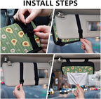 Car Tissue Holder Car Visor Organizer Tissue Box Holder for Car Sun Visor Organizer with Car Vehicle Accessories Essentials Interior for Women Men Green Striped Avocados and Daisies