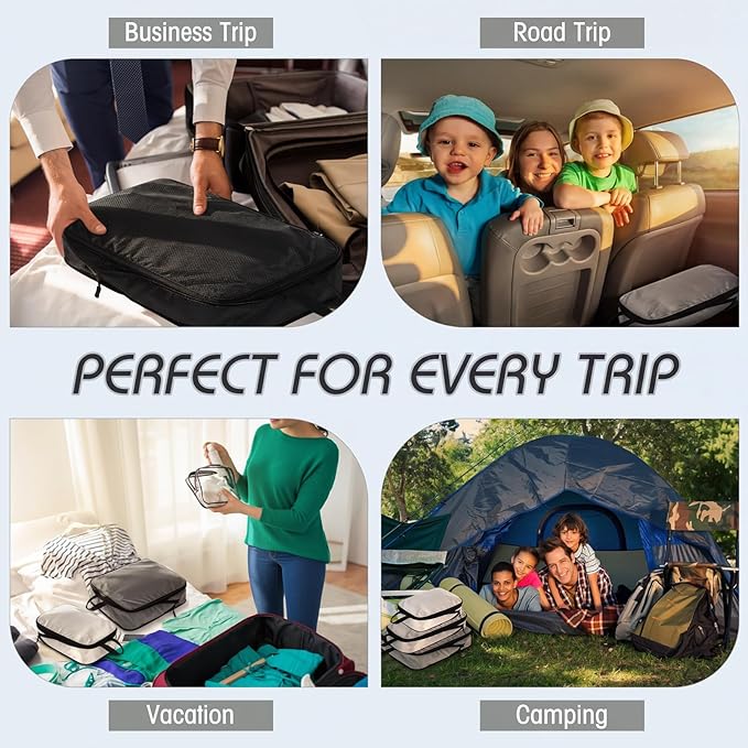 5 Pack Compression Packing Cubes for Travel Space Saving Cubes Luggage Organizer for Suitcase(Mixed Gray,Mixed)