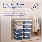 HOMZ 10-Pack Snaplock, Small Clear Plastic Storage Organizer Bins w/ Lids, 6 Quart, White - Stackable Container Boxes for Bed