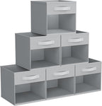 DIMJ Storage Cubes, 11x 11 inch Cube Storage Bin, 6 Pack Closet organizers and storage Bins with Window, Collapsible Baskets 