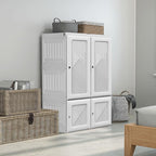 HOMCOM Portable Wardrobe Closet, Folding Clothes Storage Organizer with 3 Cube Compartments, Hanging Rod, 4 Magnet Doors, Whi