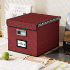 Huolewa File Organizer Box with Lid, Collapsible File Folder Organizer for Office Document Storage, Filing Box with Plastic S