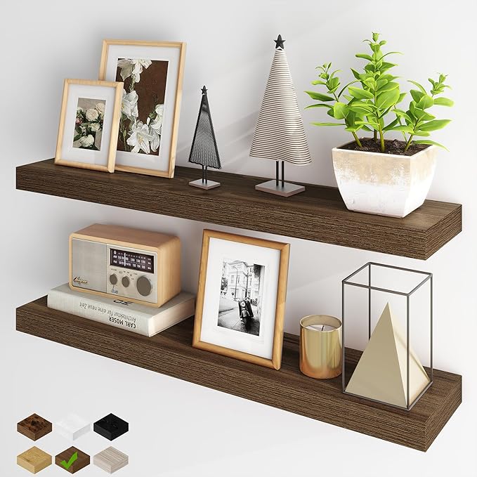 Fun Memories Floating Shelves for Wall, 36Inch Floating Shelves Set of 2, Hanging Shelf with Invisible Brackets, Bathroom She