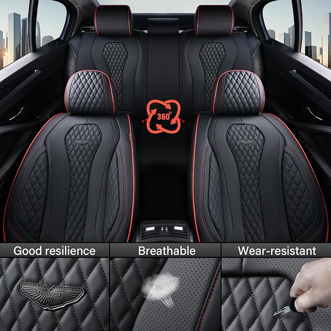Coverado Automotive Seat Covers, Leather Seat Covers Front Seat, Black Car Seat Covers, Luxury Car Seat Covers, Seat Cushion,