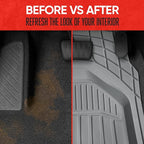 Motor Trend 943-GR FlexTough Defender Car Floor Mats -Next Generation Deep Dish Heavy Duty Contour Liners for Car SUV Truck & Van-All Weather Protection, Trim to Fit Most Vehicles Gray