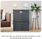 Graciadeco Large 17" 36 Quart Collapsible Stackable Storage Bins with Lids, 3 Packs Dark Gray Foldable Fabric Closet Storage 