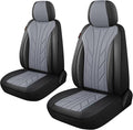 CAROMOP Luxury Faux Leather&Fabric Car Seat Covers 2 Front Seats with Breathable 3D Foam Back Support, Universal Seat Covers 