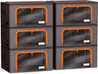 Sorbus Storage Bins with Metal Frame - Stackable & Foldable Clothes Organizer Bags - Oxford Fabric Storage Containers with La